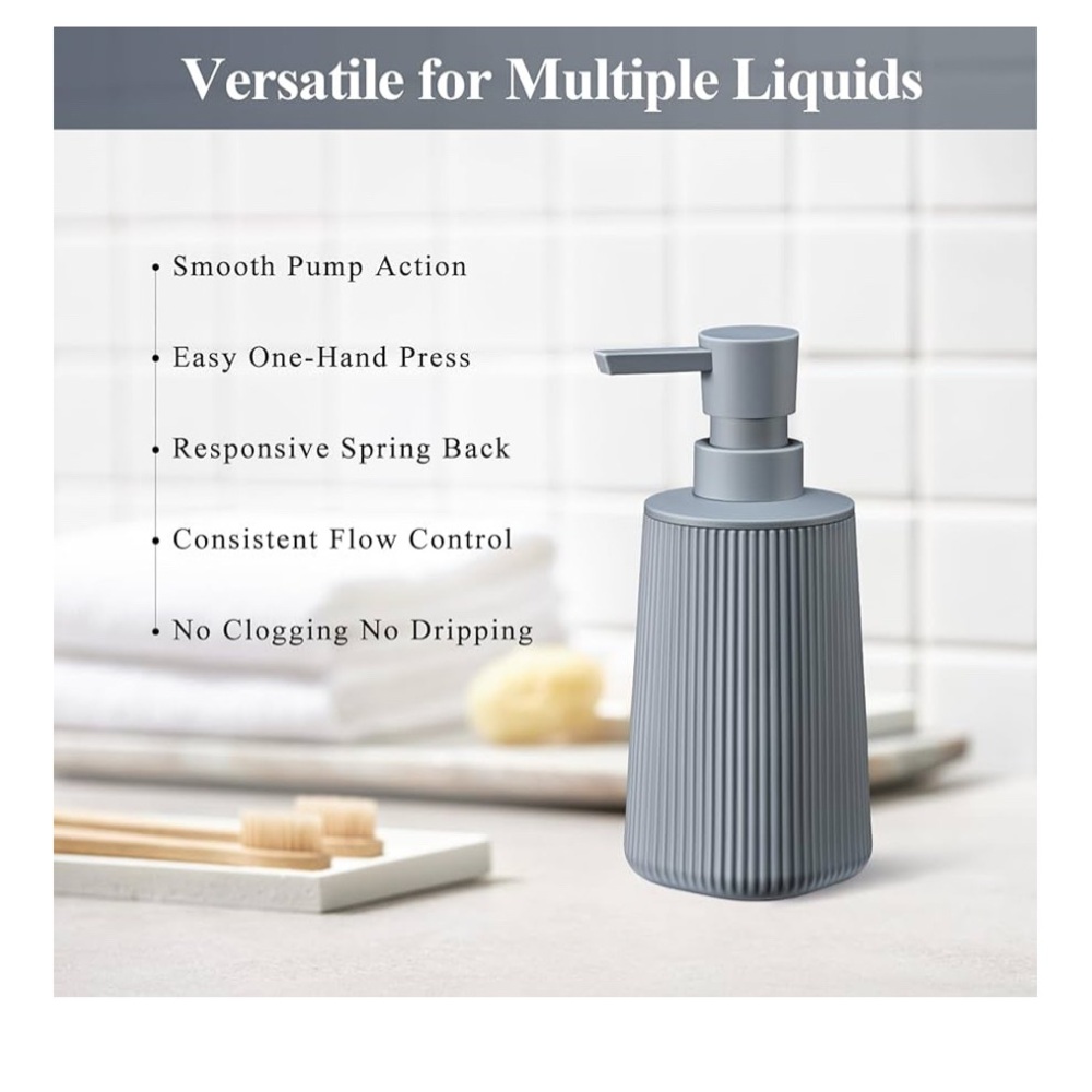 Gray Ribbed Soap Dispenser - Picture 2 of 2